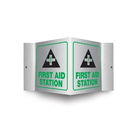Accuform First Aid Station, Aluminum, 6 in x 8.5 in, pre-drilled mounting holes PSM312
